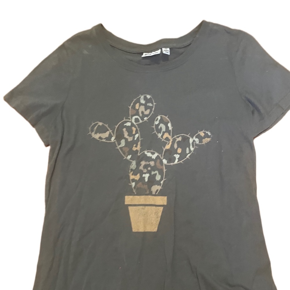 Colorful Cheetah Print Cactus Potted Graphic Tee Short Sleeve